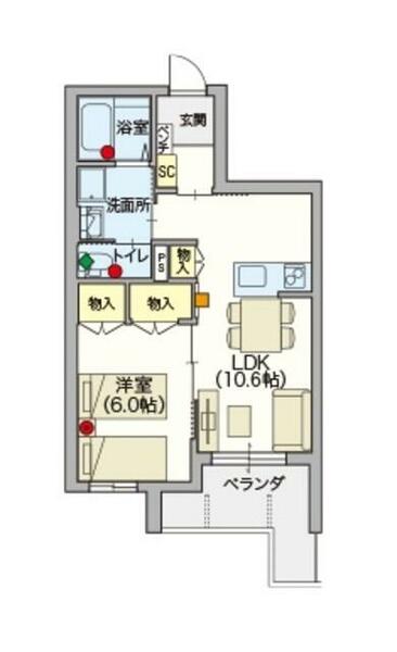 （シニア限定）ヘーベルＶｉｌｌａｇｅ　練馬ＡＳＡＨＩＤＡＩ 302｜東京都練馬区練馬１丁目(賃貸マンション1LDK・3階・43.53㎡)の写真 その2