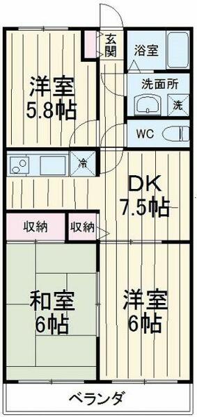 ハイネス｜千葉県八千代市八千代台南３丁目(賃貸マンション3DK・3階・55.73㎡)の写真 その2