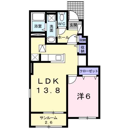カランコエ　Ⅱ 103｜茨城県笠間市笠間(賃貸アパート1LDK・1階・50.23㎡)の写真 その2