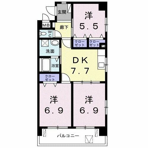 沖縄県うるま市字喜屋武(賃貸マンション3DK・2階・61.62㎡)の写真 その2