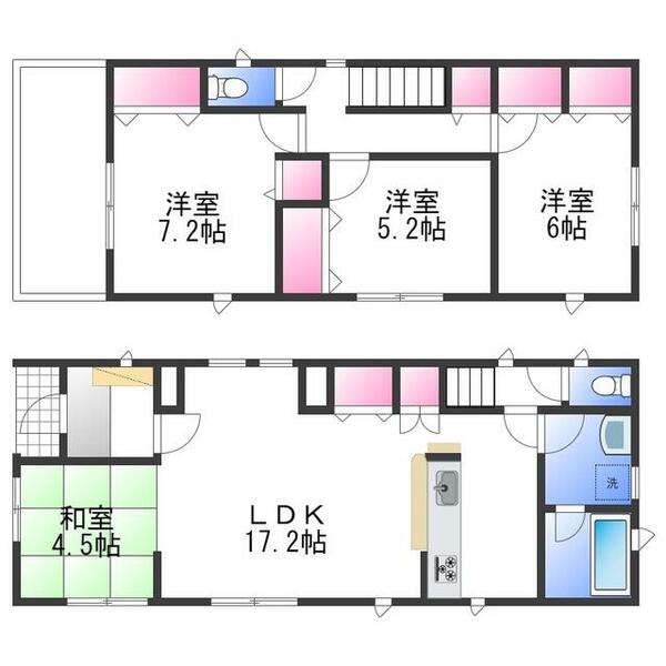 クレイドルガーデン貝塚市北町第１　１号棟｜大阪府貝塚市北町(賃貸一戸建4LDK・--・95.58㎡)の写真 その2