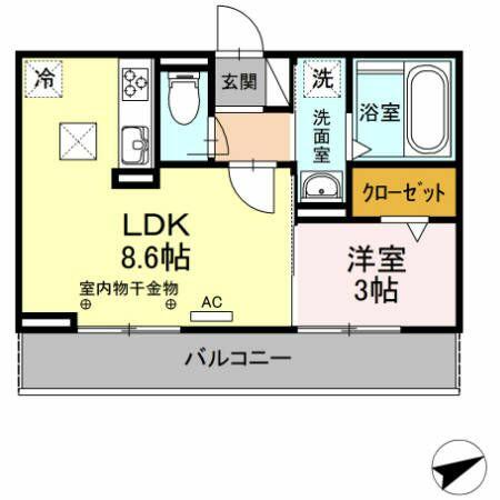 三重県四日市市羽津町(賃貸アパート1LDK・1階・33.42㎡)の写真 その2