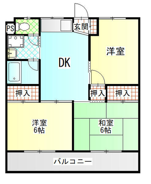 オークラハイツ 101｜愛媛県四国中央市寒川町(賃貸アパート3DK・1階・57.76㎡)の写真 その2