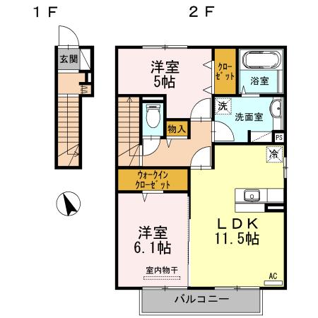 レジデンス竹下 201｜大分県大分市横塚２丁目(賃貸アパート2LDK・1階・63.63㎡)の写真 その2