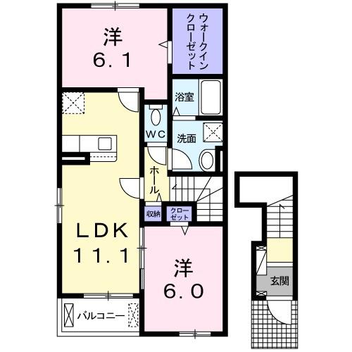 鳥取県境港市芝町(賃貸アパート2LDK・2階・58.64㎡)の写真 その2