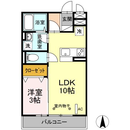 福島県福島市御山字三本松(賃貸アパート1LDK・2階・33.39㎡)の写真 その2
