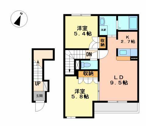 サンローズ香貫｜静岡県沼津市下香貫矢丸(賃貸アパート2LDK・2階・55.30㎡)の写真 その2