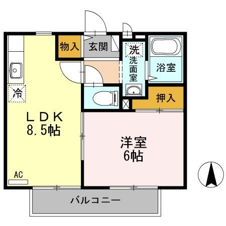 ビーライン佐藤 101｜大分県大分市大字森(賃貸アパート1LDK・1階・35.91㎡)の写真 その2