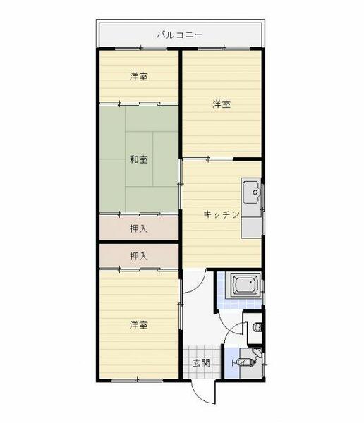 岡山ビル 202｜大分県別府市石垣東７丁目(賃貸アパート3SDK・2階・57.00㎡)の写真 その2