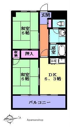 ドミール文映 303｜岩手県一関市磐井町(賃貸マンション2DK・3階・42.84㎡)の写真 その2