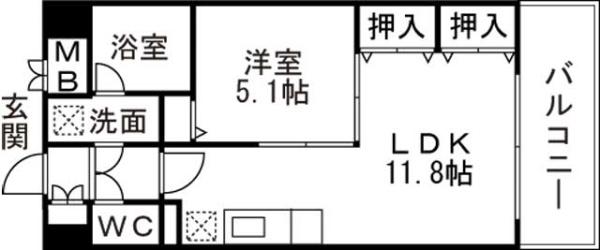 富山県富山市安野屋町２丁目(賃貸マンション1LDK・7階・43.24㎡)の写真 その2