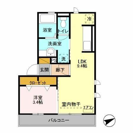 Ｓｍｉｌｅ　Ｉ 301｜千葉県松戸市西馬橋幸町(賃貸アパート1LDK・3階・34.22㎡)の写真 その2