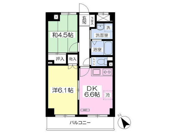 オータムスクウェアヴィレッジ S102｜東京都八王子市左入町(賃貸マンション2DK・1階・42.40㎡)の写真 その2