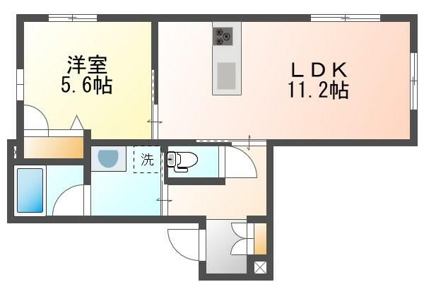 シャーメゾンエワン 102｜福岡県福岡市東区若宮４丁目(賃貸アパート1LDK・1階・42.43㎡)の写真 その2