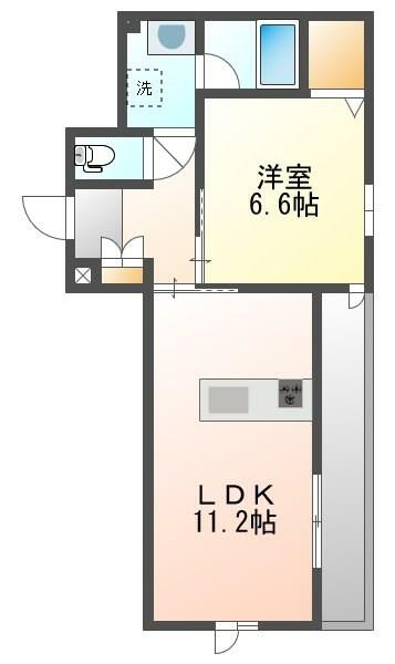 シャーメゾンエワン 202｜福岡県福岡市東区若宮４丁目(賃貸アパート1LDK・2階・44.43㎡)の写真 その2