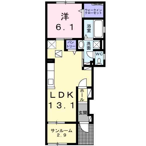 ジャルダンヴェール 103｜茨城県笠間市笠間(賃貸アパート1LDK・1階・51.69㎡)の写真 その2