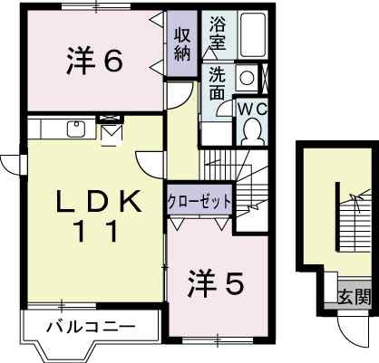 ガーデンロイヤルＢ 201｜茨城県笠間市赤坂(賃貸アパート2LDK・2階・58.98㎡)の写真 その2