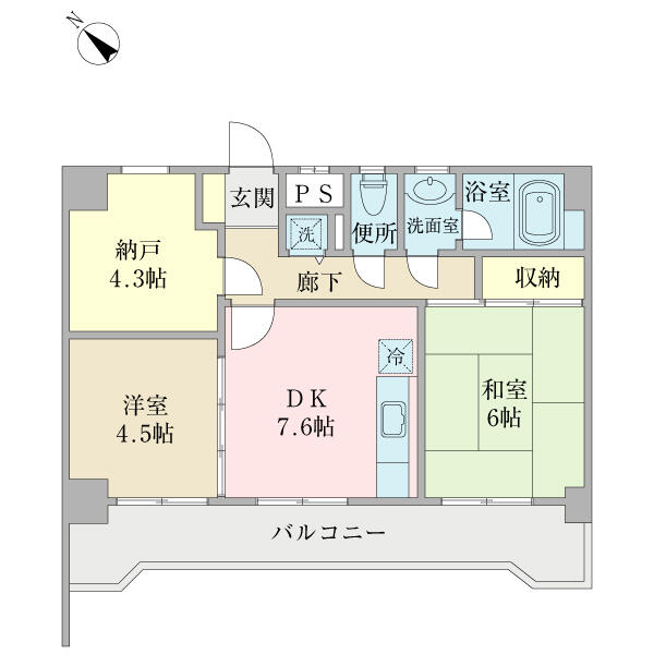 フェリオコート横浜反町 0904｜神奈川県横浜市神奈川区反町２丁目(賃貸マンション2SDK・9階・52.51㎡)の写真 その2