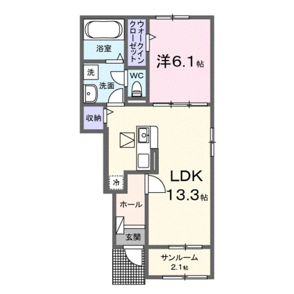 クレアール２　Ｂ 0103｜広島県福山市御幸町大字森脇(賃貸アパート1LDK・1階・50.01㎡)の写真 その2