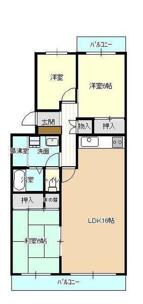 紅梅マンション 207｜石川県金沢市飛梅町(賃貸アパート3LDK・2階・74.88㎡)の写真 その2