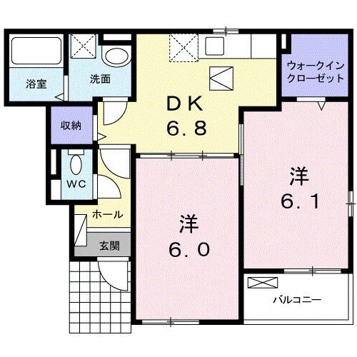 フェアリー政枝Ａ 103｜愛媛県新居浜市政枝町３丁目(賃貸アパート2DK・1階・46.73㎡)の写真 その2