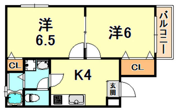 ハイツ村上２ 301｜兵庫県神戸市灘区将軍通３丁目(賃貸マンション2K・3階・34.06㎡)の写真 その2