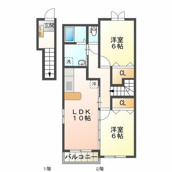 ノース　スリー　Ｃ棟 201｜三重県津市久居新町(賃貸アパート2LDK・2階・57.22㎡)の写真 その2