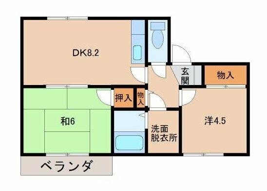 メゾンおかもと｜和歌山県和歌山市鳴神(賃貸アパート2DK・2階・43.88㎡)の写真 その2