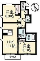 徳島県徳島市蔵本元町２丁目（賃貸アパート2LDK・1階・53.65㎡） その2