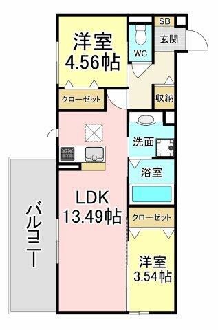 福岡県北九州市若松区用勺町(賃貸アパート2LDK・3階・55.89㎡)の写真 その2