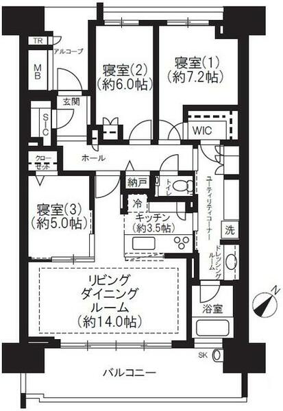 晴海フラッグ　シーヴィレッジ　Ｄ棟 602｜東京都中央区晴海５丁目(賃貸マンション3LDK・6階・84.77㎡)の写真 その2