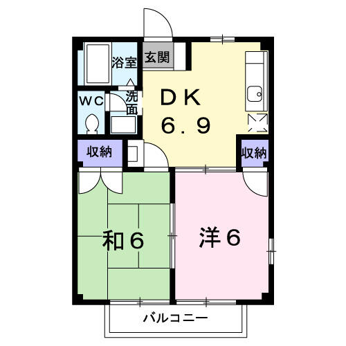 ベルメゾンＴＢＢ 101｜福島県二本松市表２丁目(賃貸アパート2DK・1階・40.04㎡)の写真 その2