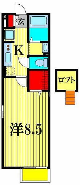 クレールコート 205｜千葉県松戸市金ケ作(賃貸アパート1K・2階・29.00㎡)の写真 その2