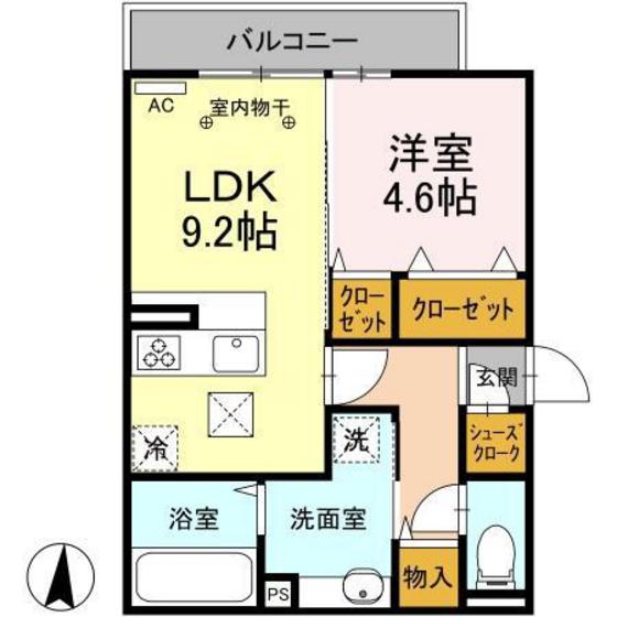 Ｄ－ＲＯＯＭ紅雲町Ａ 105｜群馬県前橋市紅雲町２丁目(賃貸アパート1LDK・1階・40.29㎡)の写真 その2