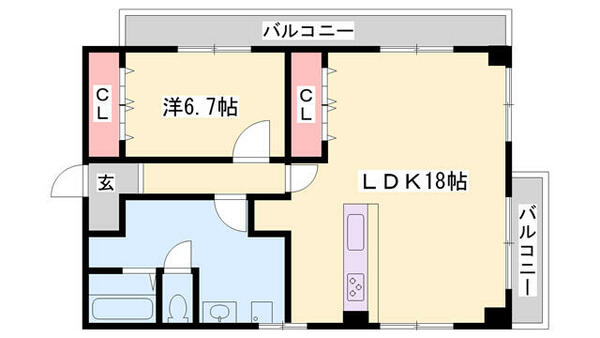 コーポラスエル 402｜兵庫県姫路市神子岡前１丁目(賃貸マンション1LDK・4階・48.00㎡)の写真 その2