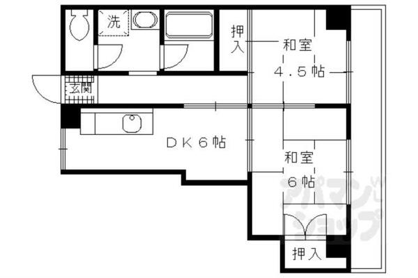 京都府京都市伏見区鍋島町(賃貸マンション2DK・2階・43.00㎡)の写真 その2