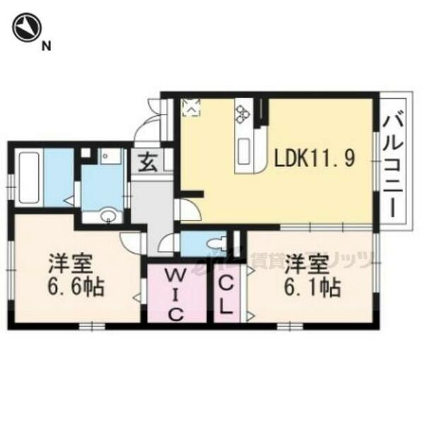 カルムメゾン　アンソレイェ 305｜滋賀県大津市大萱６丁目(賃貸アパート2LDK・3階・58.37㎡)の写真 その2