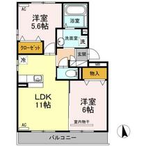 ウエスト　ヴィレッジ２　Ｂ棟 207 ｜ 宮崎県宮崎市新栄町（賃貸アパート2LDK・2階・52.54㎡） その2