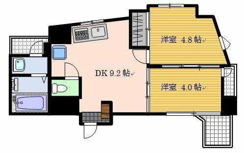 ジプソフィラ -304｜長崎県長崎市平野町(賃貸マンション2DK・3階・38.33㎡)の写真 その2