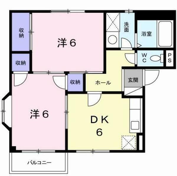 熊本県熊本市南区野田３丁目(賃貸アパート2DK・2階・44.26㎡)の写真 その2