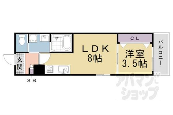 京都府京都市伏見区横大路下三栖山殿(賃貸アパート1LDK・3階・30.03㎡)の写真 その2