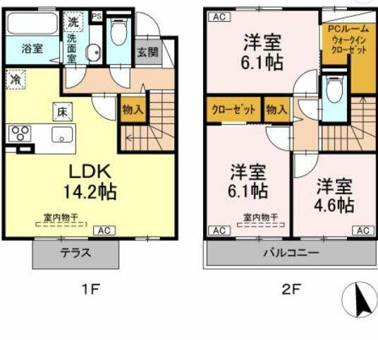 東京都中野区上鷺宮５丁目(賃貸アパート3LDK・1階・78.97㎡)の写真 その2
