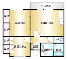 ＨＩＫＡＲＵビル 403 ｜ 福岡県北九州市小倉北区篠崎１丁目（賃貸アパート2LDK・4階・54.56㎡） その2