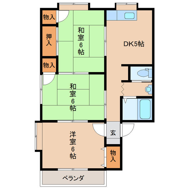 サンビレッジ鶴田　Ａ 3｜新潟県三条市鶴田２丁目(賃貸アパート3DK・2階・57.83㎡)の写真 その2