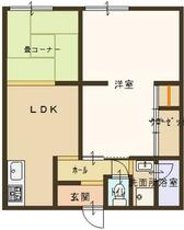 稲畑ハイツＡ　２年定期借家契約  ｜ 滋賀県野洲市行畑１丁目（賃貸アパート1LDK・1階・42.50㎡） その2