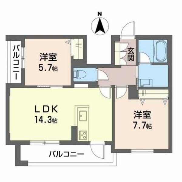 シャーメゾン　タニガワ 0303｜大阪府大東市谷川２丁目(賃貸マンション2LDK・3階・62.45㎡)の写真 その2