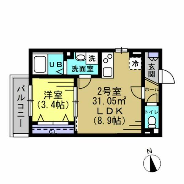 千葉県松戸市二ツ木(賃貸アパート1LDK・3階・31.05㎡)の写真 その2