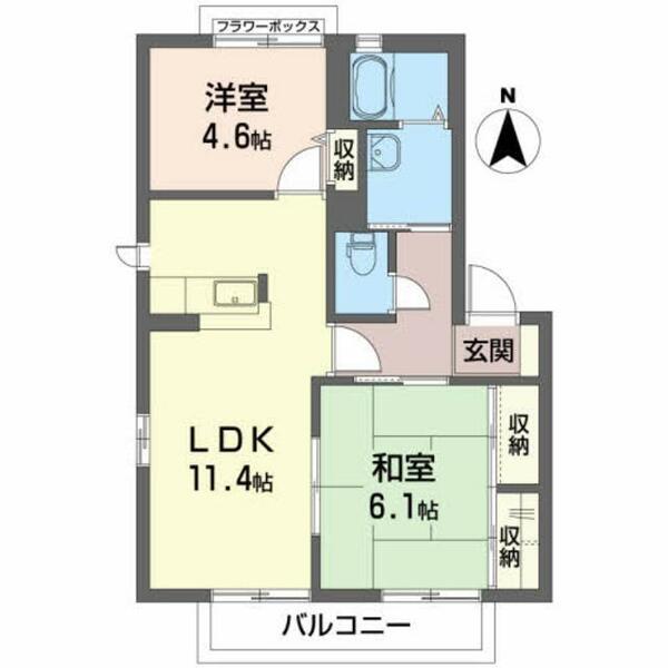 リヴェールＢ 202｜福島県いわき市平南白土字八ツ坂(賃貸アパート2LDK・2階・52.50㎡)の写真 その2