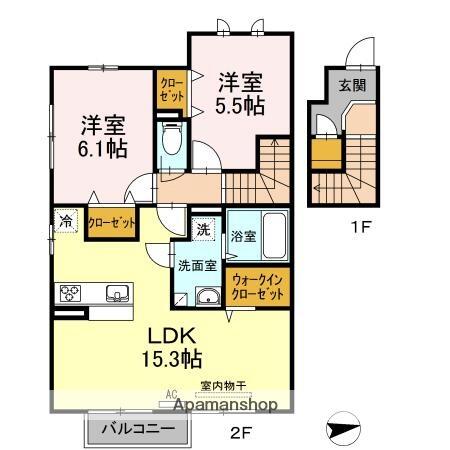 ルーエ 205｜香川県高松市林町(賃貸アパート2LDK・2階・67.38㎡)の写真 その2