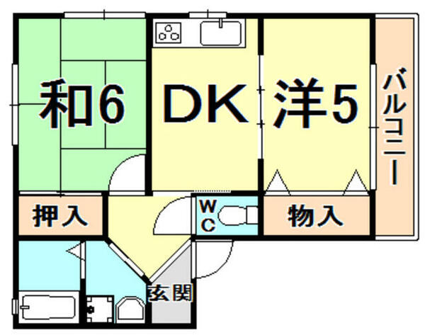 兵庫県西宮市日野町(賃貸アパート2DK・2階・43.00㎡)の写真 その2